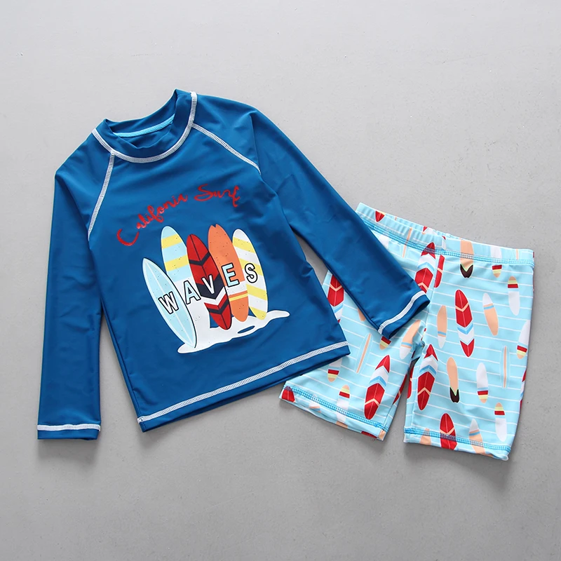 UPF50 Детские купальники с длинными рукавами 2 шт. отдельные сыпь охранников
