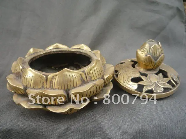 Сборная медная печь с лотосом династии Мин курильница украшение|lotus incense|incense