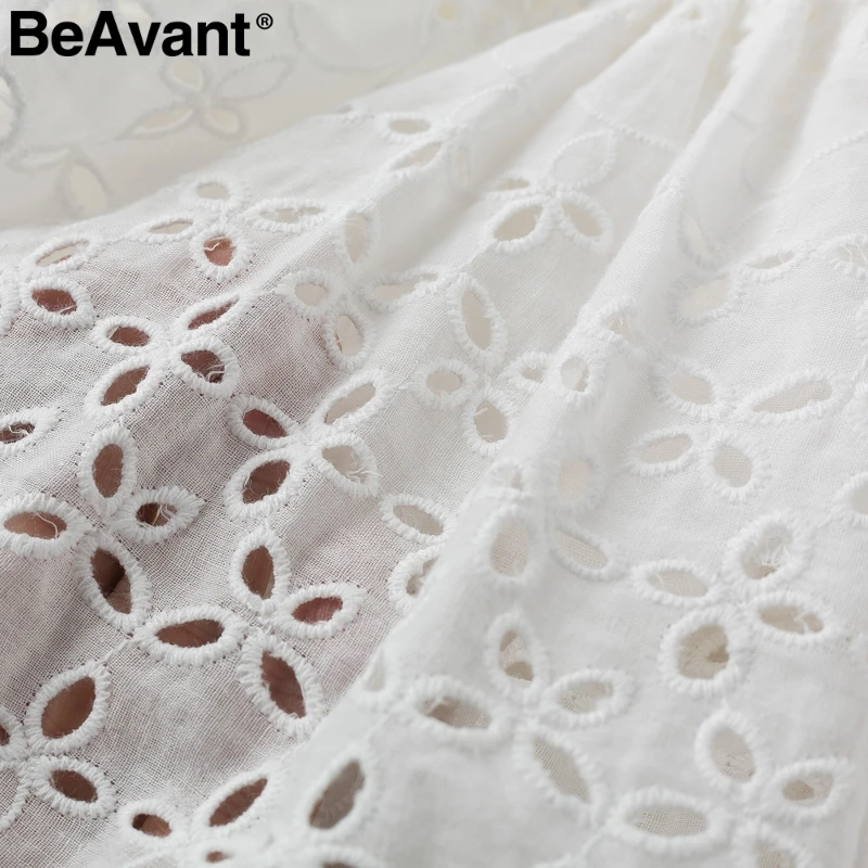 Женское хлопковое платье с оборками BeAvant белое повседневное винтажное высокой