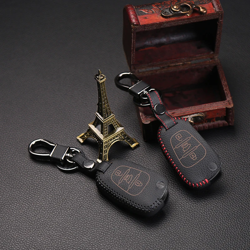 Кожаный чехол для автомобильного ключа Kia складной защитный ключ 3 кнопки кожаный