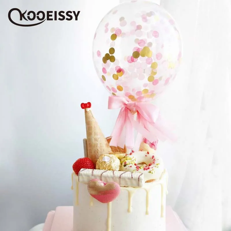 5 дюймов шар для торта с конфетти маленький круглый прозрачный украшения дня