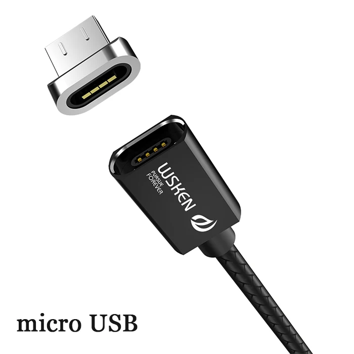 microUSB with 1 plug WSKEN кабель Micro USB Магнитный зарядный кабель для iPhone Xs Max Xr type C USB C Быстрая зарядка данных для samsung S9 Note8 S8 type-C - Цвет: microUSB with 1 plug
