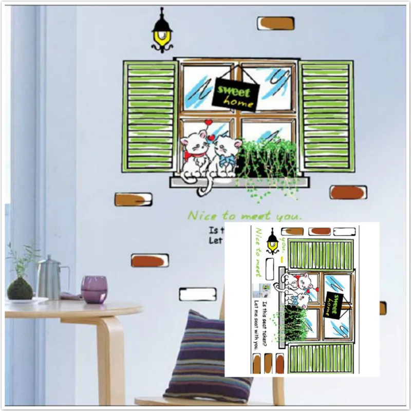 

Sweet Cats Window Art Home Decor Removable Vinyl DIY Wall Sticker Decals