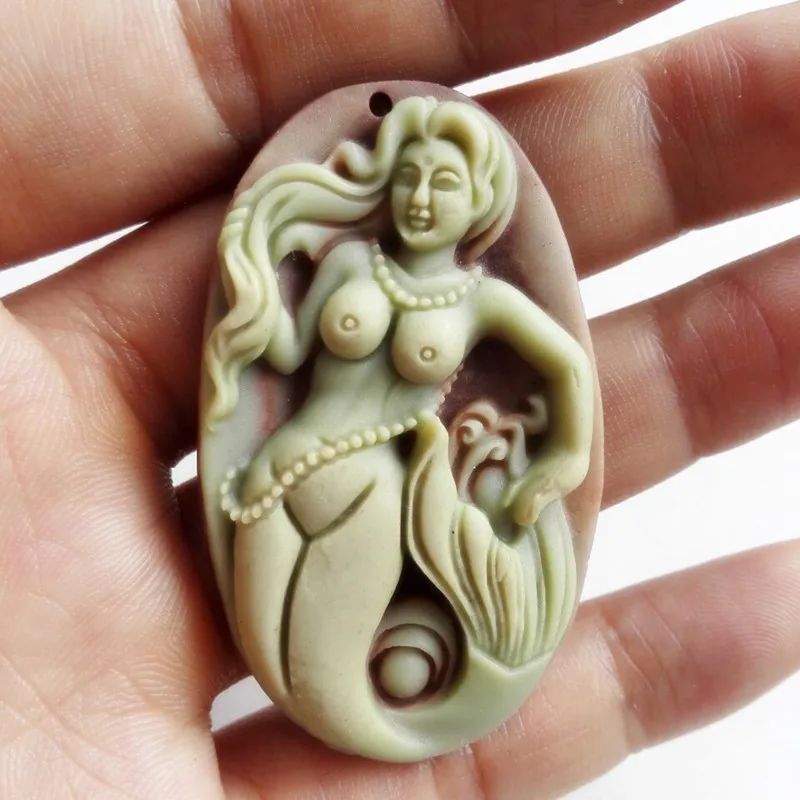 Натуральный фиолетовый халат нефритовый кулон Подвеска в виде русалки винтажное