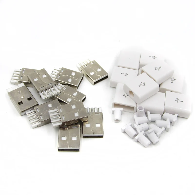 10 шт. Мужской USB разъем комплект 5 P 2 0 типа А DIY компоненты белый