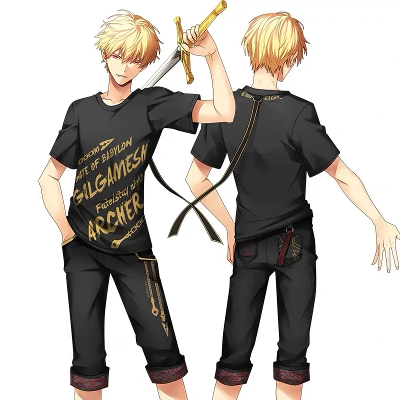 Аниме Fate/Grand Order Gilgamesh glisting Sumnder футболка/брюки косплей костюм унисекс M-3XL Хэллоуин