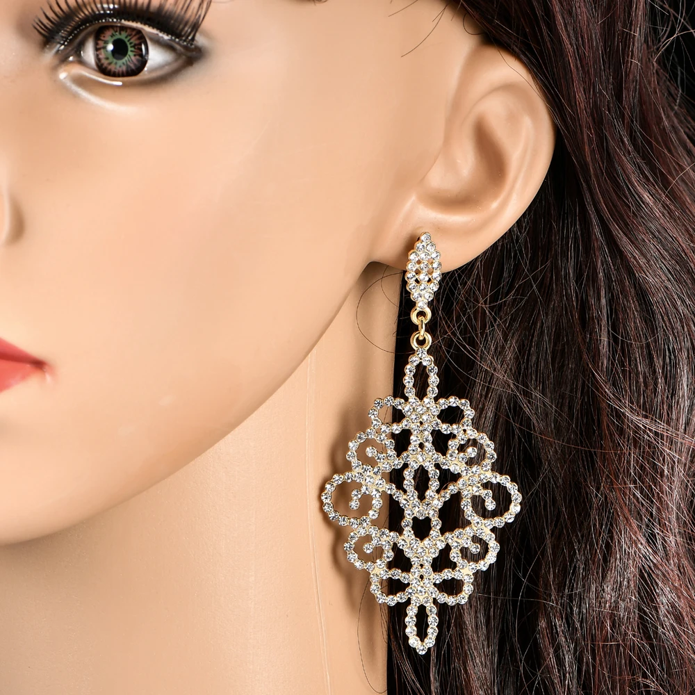 Длинные серьги Для женщин Кристаллические Серьги Свадебные золотой цвет люстра