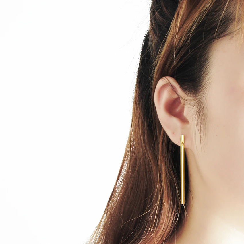 Минималистичные изящные тонкие длинные висячие серьги подвески из нержавеющей