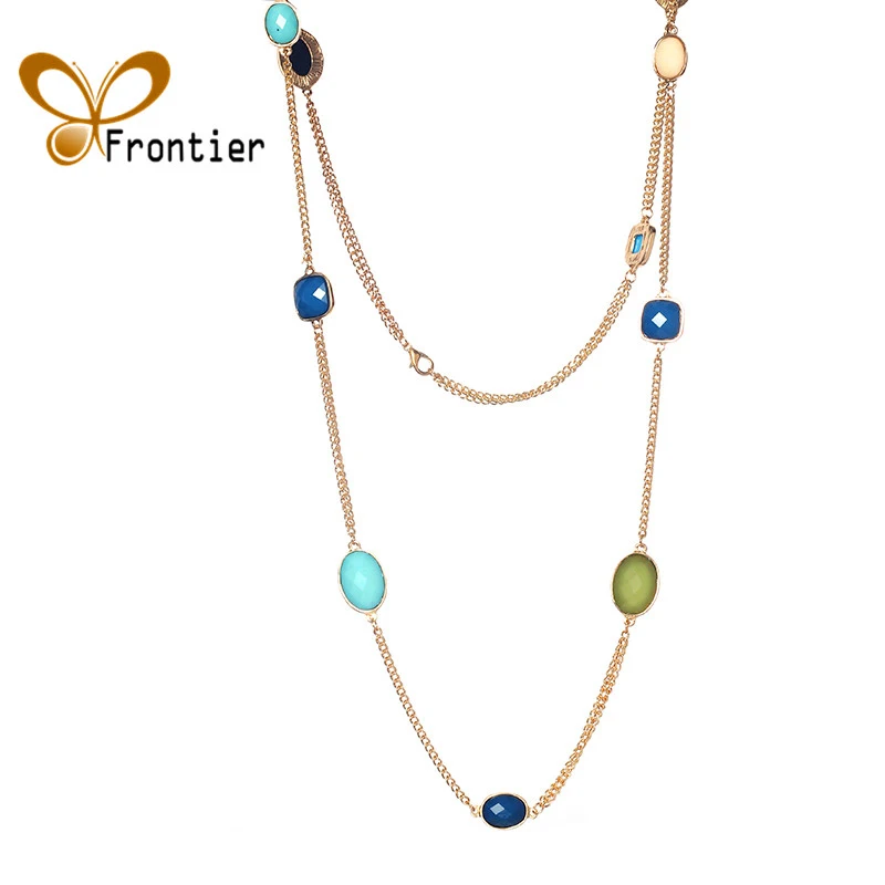 Длинное ожерелье массивное новые модные ювелирные изделия для женщин золотое