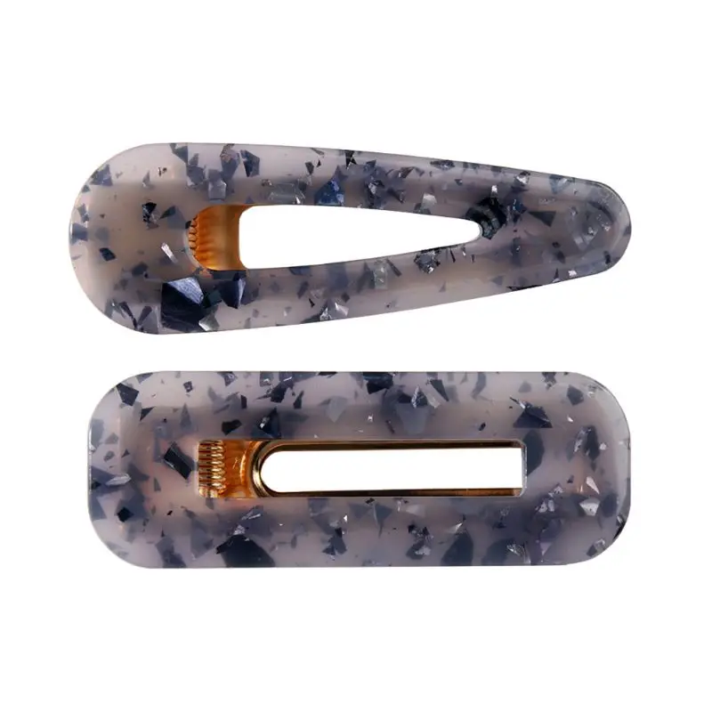 K 2PCS Acrylic Resin Hair Barrettes Alligator Hair Clips,1pcs Hair Clips Marble Pattern Hairpins Geometric Alligator Clips for Wo - Цвет: K