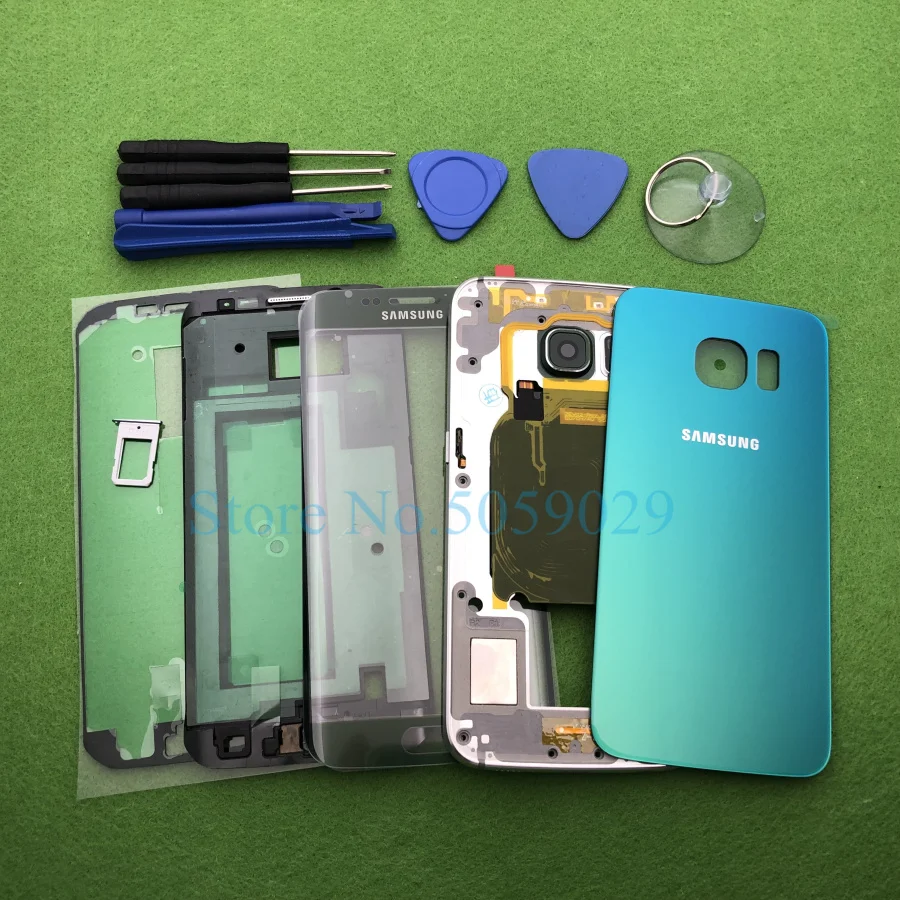 Для samsung Galaxy S6 Edge G925 G925F полный корпус чехол рамка средняя рамка задняя крышка+ Переднее стекло объектив Инструменты наклейка
