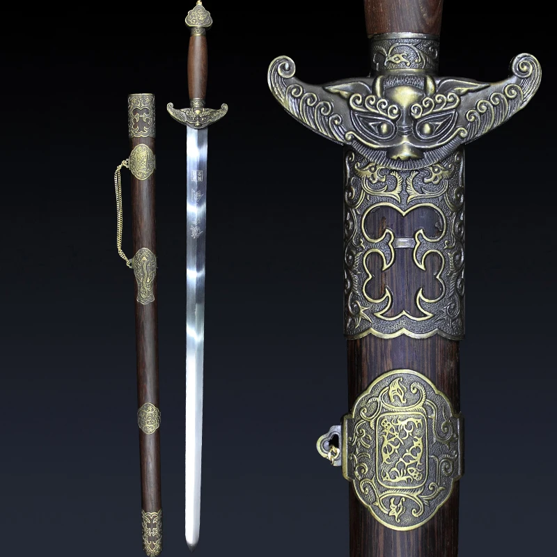 Китайский древний меч, лезвия из углеродистой стали, длина 100 см кунг-фу, не Шарп, гравировка логотипа на заказ или текст на лезвие