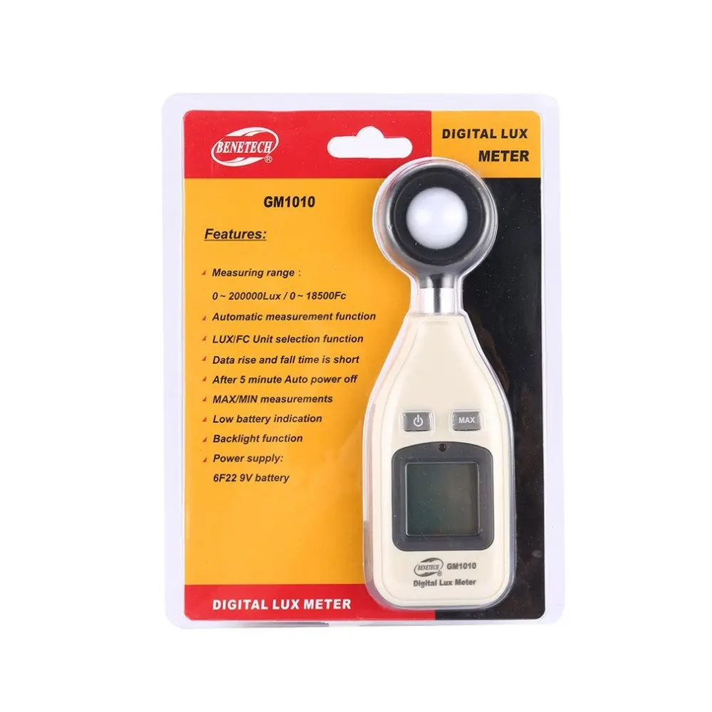 Benetech GM1010 цифровой свет Lux метр 200000 освещенность Lux/FC люминометр фотометр