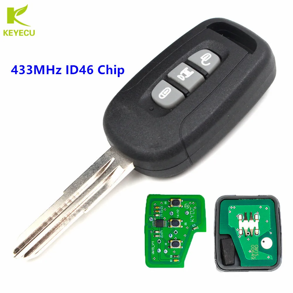 Запасной необработанный дистанционный ключ KEYECU с 3 кнопками 433 МГц чип ID46 для