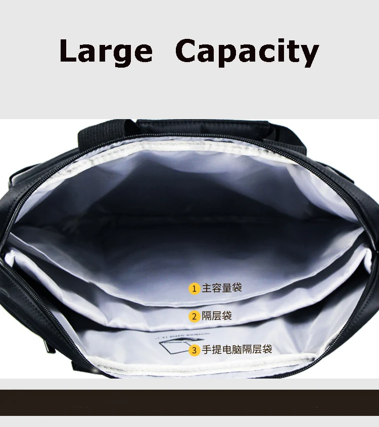DTBG Men Nylon Briefcase Travel Briefcase Messenger Shoulder Tote Black Handbag 14 Inches Casual Business Laptop Briefcase