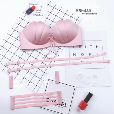 Pink DeRuiLaDy сексуальный LB бюстгалтер Без косточек толстый Регулируемые лямки бюстгалтер пуш ап бесшовный нижнее белье женское пальма Массаж Оболочка бюстгалтер - Цвет: Pink