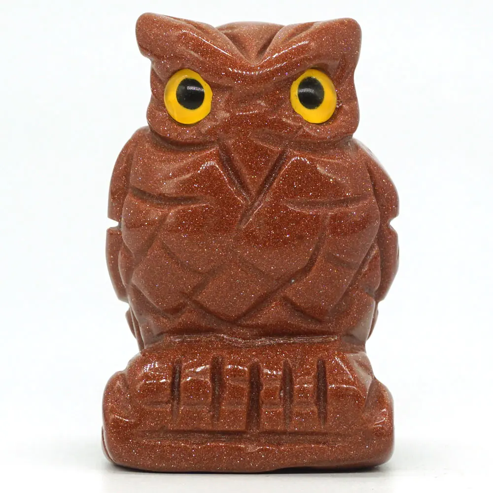 2 &quotдрагоценный камень красный золотой песок Сова Фигурка ручной резной