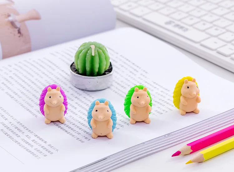 1pcs Cute Hedgehog Pencil Rubber Erasers Soft Durable for Kids Student Gift Stationery School Supplies