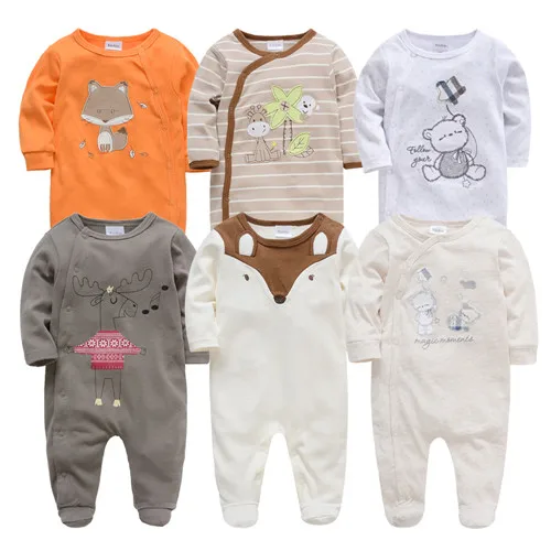 434546864447 Kavkas/6 шт., детские комбинезоны из 3 предметов, летняя одежда с длинными рукавами для малышей, хлопковый комбинезон с рисунком для новорожденных 0-12 месяцев, roupa de bebe - Цвет: 434546864447
