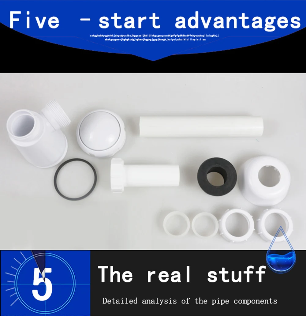 Talea Modern Basin Sink Waste Pipe Kit Waste Pipe Wall Drainage Plumbing Tube Basin Waste hose Bottle Plumbing P-Trap Wash Pipe