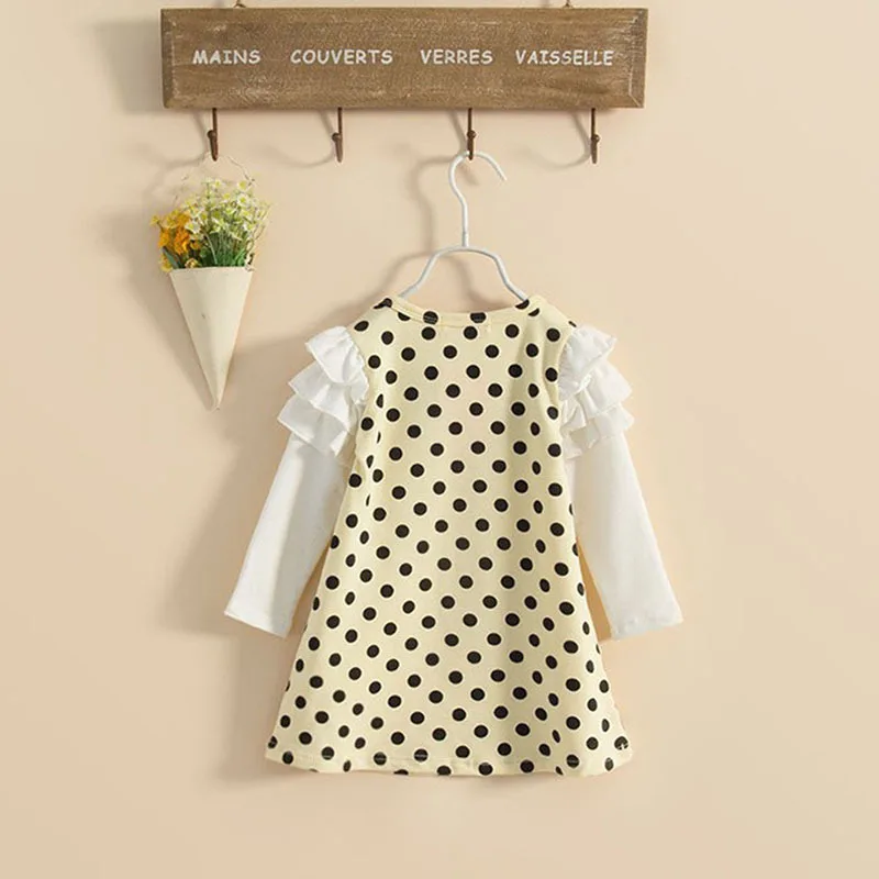 Платье в горошек для девочек Bear Leader осенне-весеннее платье с длинным рукавом