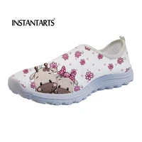 instantarts casual spring flats shoes cute couple cow pattern women slip on flats zapatillas mujer breathable comfort sneakers