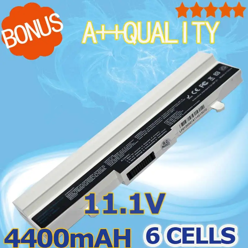 

6 cells 4400mAh 11.1v White Battery for Asus Eee PC EEEPC 1001HA 1001PX 1005HA 1005PE 1101HA AL32-1005 ML32-1005 PL32-1005