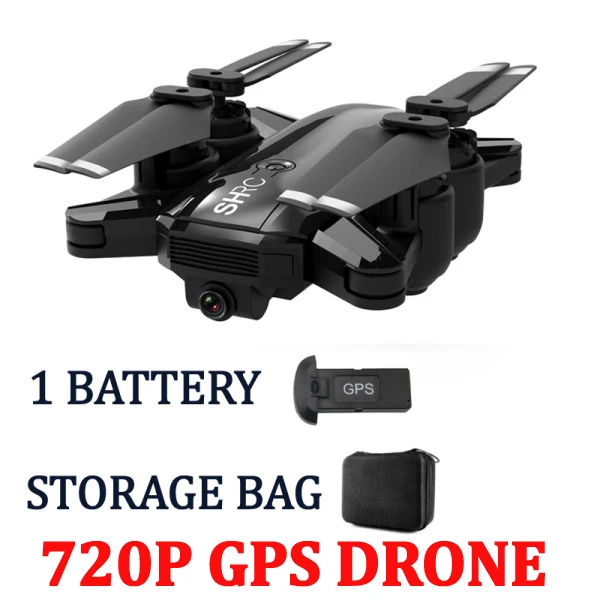 720P BLACK 1 BATTERY Дрон, gps, складное положение, 500 метров, расстояние, набор, Fly 1080P камера, HD FPV, Профессиональный gps Rc Квадрокоптер с камерой - Цвет: 720P BLACK 1 BATTERY