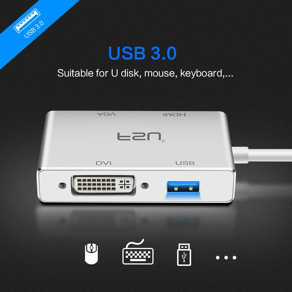 Многофункциональный мини USB 3 0 type c к VGA DVI сплиттер HDMI адаптер 1X4 мультипорт для