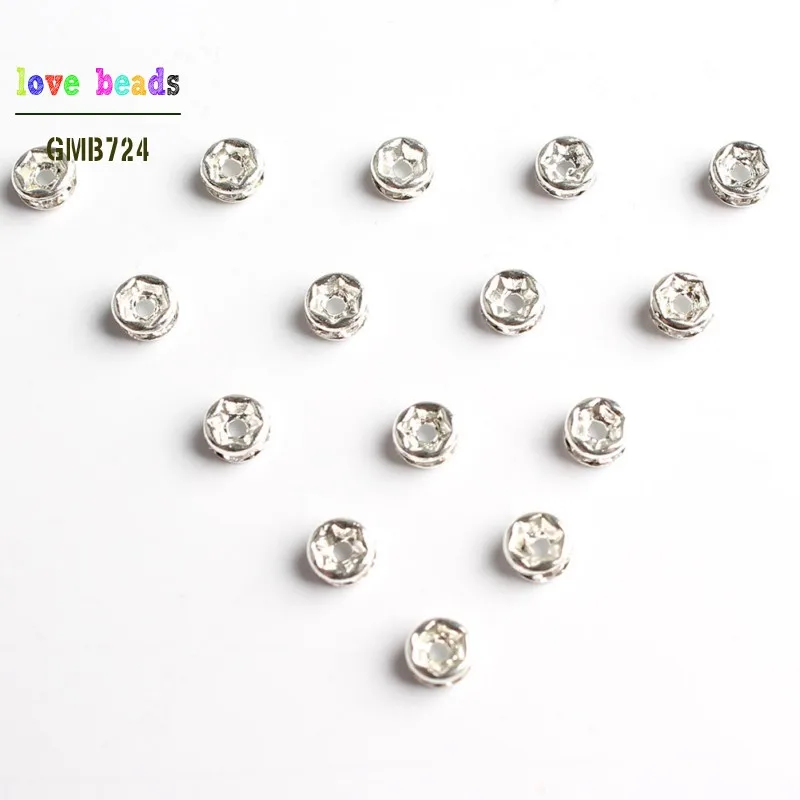 4mm 6mm 8mm Metal Rose Gold Silver Color Bronze Plated Crystal Rhinestone Rondelle Spacer Beads for Diy Bracelet Making 100Pcs | Украшения