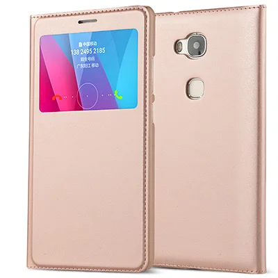 Rose gold Чехол для huawei Honor 5X, роскошный чехол-книжка из искусственной кожи, бизнес-чехол для huawei GR5, чехол с открытым окошком - Цвет: Rose gold