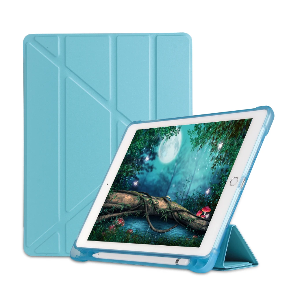 Чехол-карандаш ZAIWJ с подставкой для Apple iPad, 9,7 дюймов, A1822, A1893, A1954, Air 1/2, Pro, из искусственной кожи, деформированный, умный чехол, пробуждение, автоматический режим сна