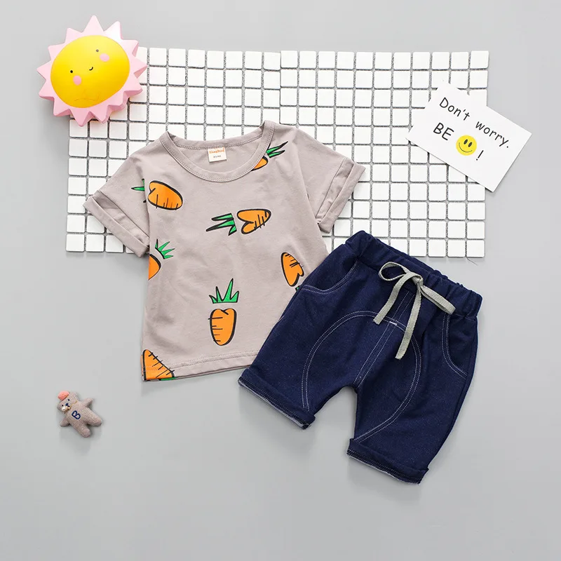 Carrot Baby Clothes Summer Boy Girl T-shirt/vest + Shorts 2pcs/sets Toddler Cotton Clothing Children Fashion Casual Active Suits | Детская