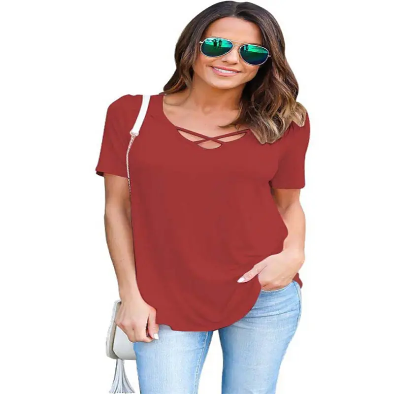 2018 Лидер продаж футболки Для женщин Новые однотонные Цвет хлопок Футболка
