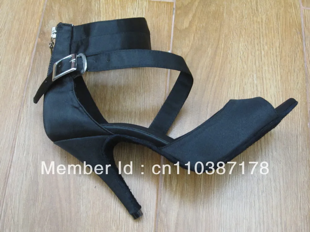 Новая Черная атласная обувь для латинских танцев Обувь бальных танго сальсы |