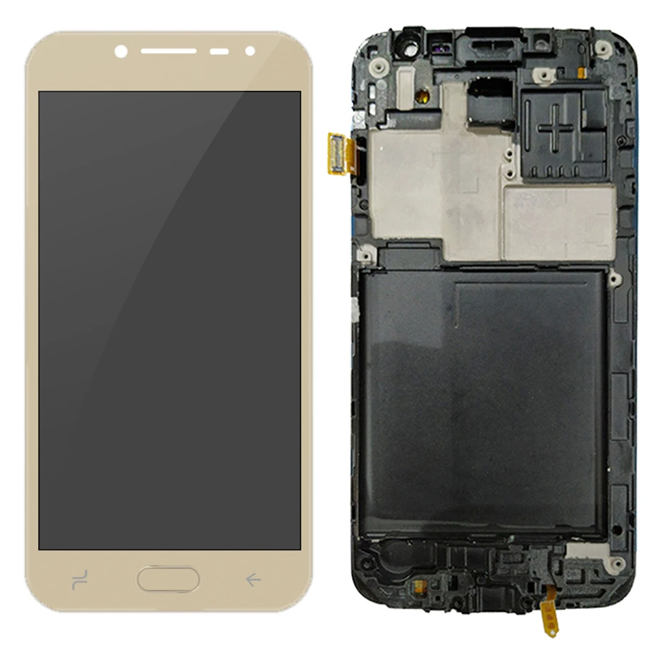ЖК-дисплей для samsung Galaxy J2 Pro J250 J250F SM-J250F/DS кодирующий преобразователь сенсорного экрана в сборе с рамкой кнопка Home - Цвет: gold with frame