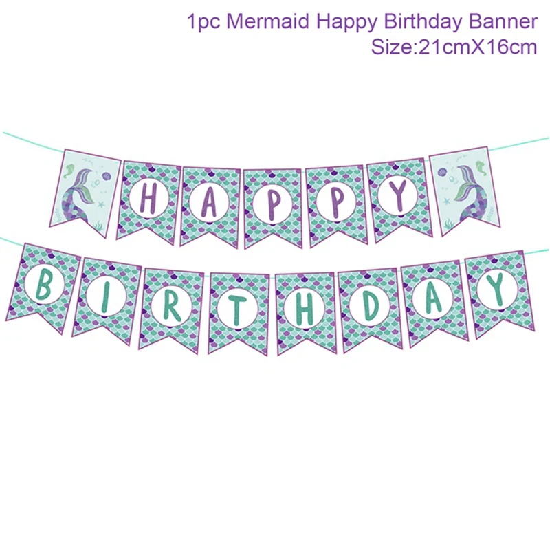 Mermaid banner Русалка принадлежности для тематической вечеринки воздушные шары День рождения украшения Дети плакат с русалкой чашки Посуда свадебный Декор детский душ - Цвет: Mermaid banner