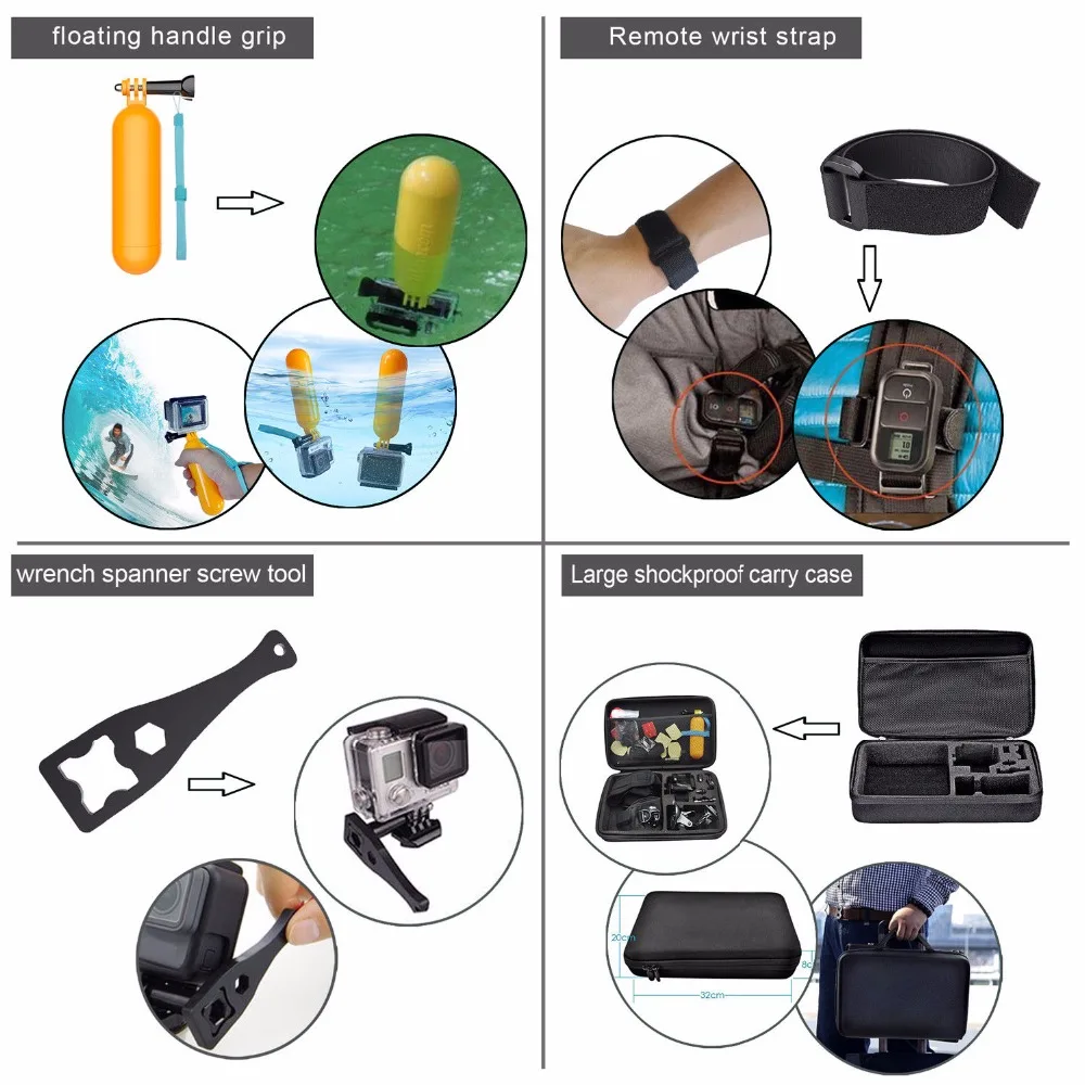 Новое поступление GoPro Интимные Аксессуары Открытый 50-в-1 комплект аксессуаров для GoPro Hero 3+ 4 5 2 1 hero 6 5 Session 4 3 SJCAM Сяо Mi Yi комплект