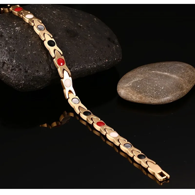 Vnox Для женщин Здоровье и гигиена браслет магнитная цепь рукой Нержавеющая сталь