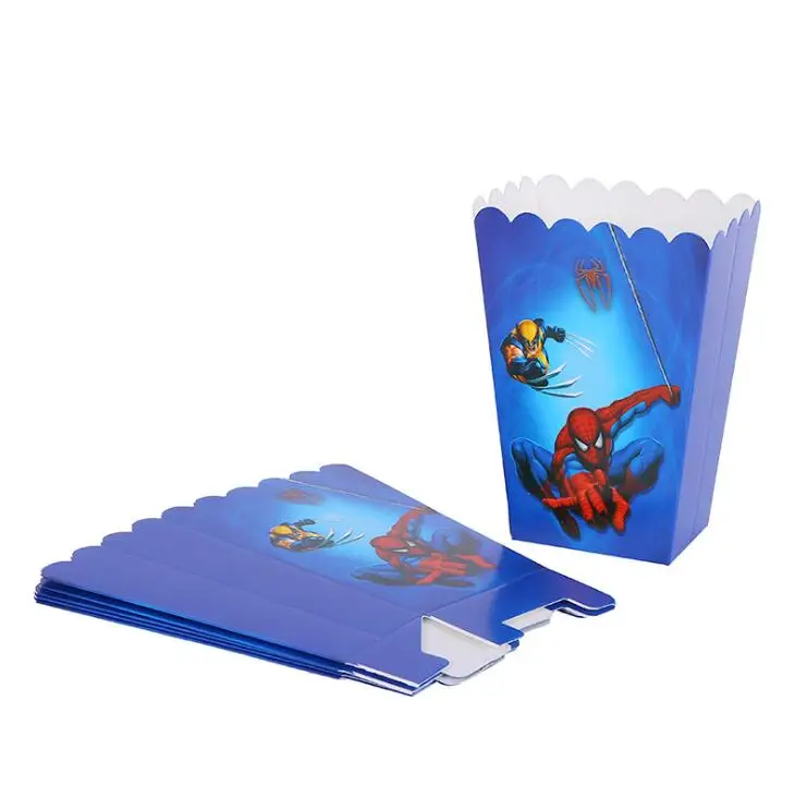 Popcorn Box 6pcs 29*40 см Рисунок человека-паука, тематическая бумага Pinata для детей, детские вечерние игрушки для игр, декор для дня рождения, подарочные пакеты с днем рождения pinata - Цвет: Popcorn Box 6pcs