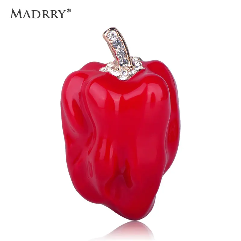 

Madrry 1Pcs Cute Chili Shape Brooches Gold Color Corsages Crystal Enamel Jewelry for Women Girl Kids Accessories Suit Lapel Pins
