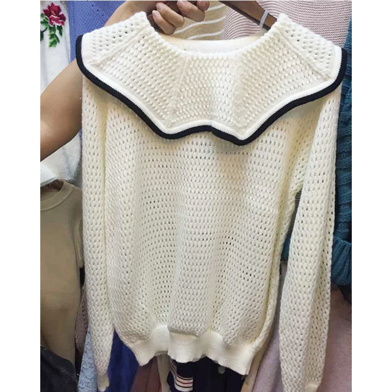 рыхлый стиль Элегантный трикотаж осень-зима свитер пуловер женщин топы Тонкий O