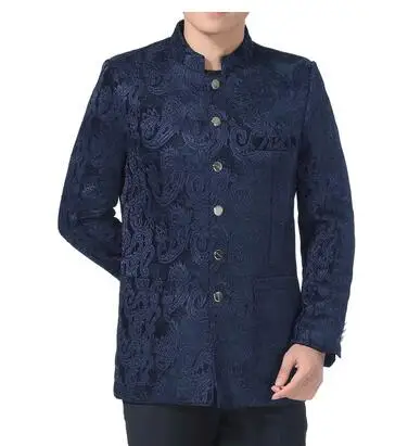 stand collar chinese tunic suits casual men blazers quinquagenarian male spring and autumn wedding tang suit mens style | Мужская одежда