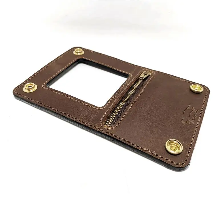 Cowhide brown A114 EDC портативный defense harmony кожаная ракетка верхний слой воловья кожа растительного дубления ручной работы Бостонский кошелек - Цвет: Cowhide brown