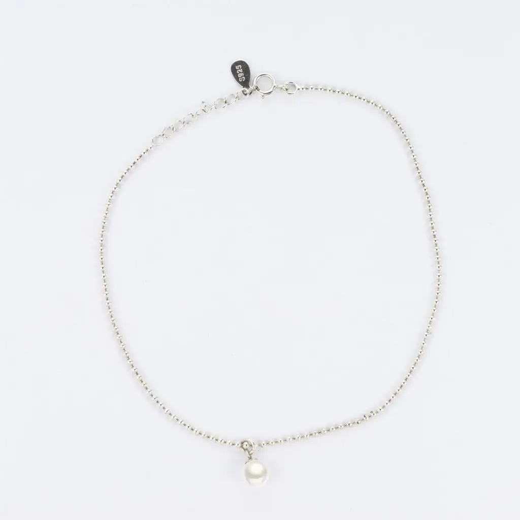 Простые легкие бусины из стерлингового серебра 925 пробы с жемчугом|Анклеты| |