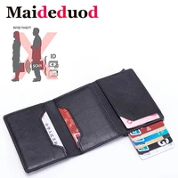 new smart card holder vintage pu leather coin purses magnetic closing card case casual men wallet rfid blocking card wallet