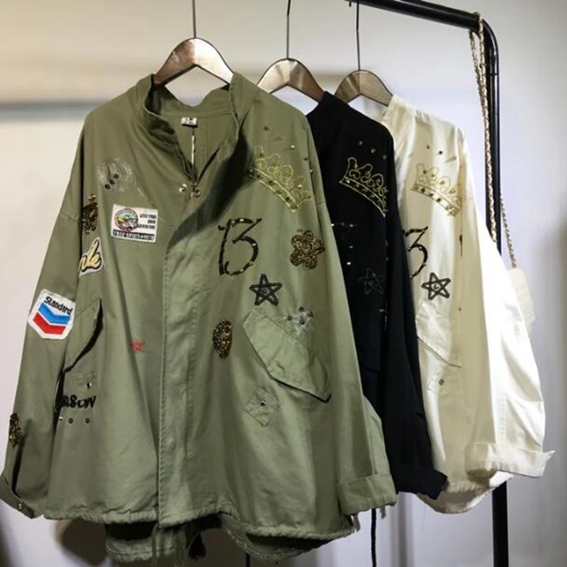 BF HARAJUKU ветер Демисезонный корейский патч на воротнике Тренч свободные большие