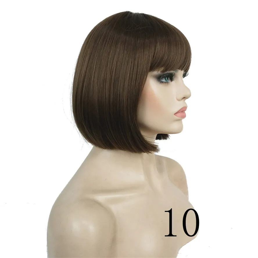 StrongBeauty 27 цветов женский парик синтетический черный/Блонд короткие прямые Аккуратные взрыва Боб Стиль волос полный парики