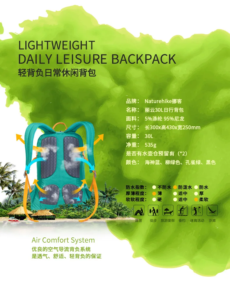 30 л походный рюкзак Naturehike, походный рюкзак для мужчин и женщин, школьная сумка