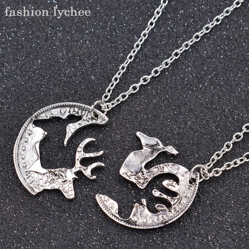 Модный Личи 2 шт. винтажное ожерелье с подвеской в виде оленя Бак Доу для